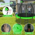 thumbnail image 5 of Kumix 10FT Trampoline with Enclosure, Basketball Hoop, Ladder, Wind Stakes, Outdoor Heavy Duty Galvanized Full Spray Round Trampoline for Adults and Kids, Green, 5 of 8