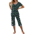 thumbnail image 2 of Christmas Capri Pajamas Set Womens 2 Piece Lounge Set Short Sleeve Pjs Joggers Pants Holiday Sleepwear with Pockets, 2 of 5