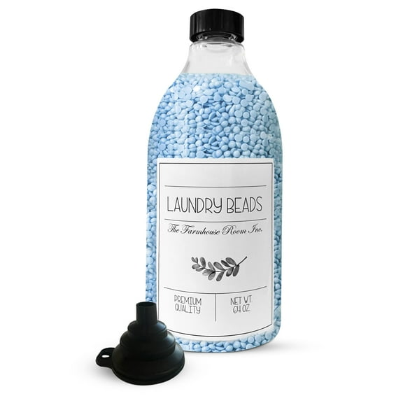 The Farmhouse Room Inc. Laundry Beads Dispenser Bottle - Scent Beads Container for Laundry Room Organization - 1/2 Gallon BPA Free & PET Plastic Bottle for Laundry Beads with Waterproof Label - 64oz