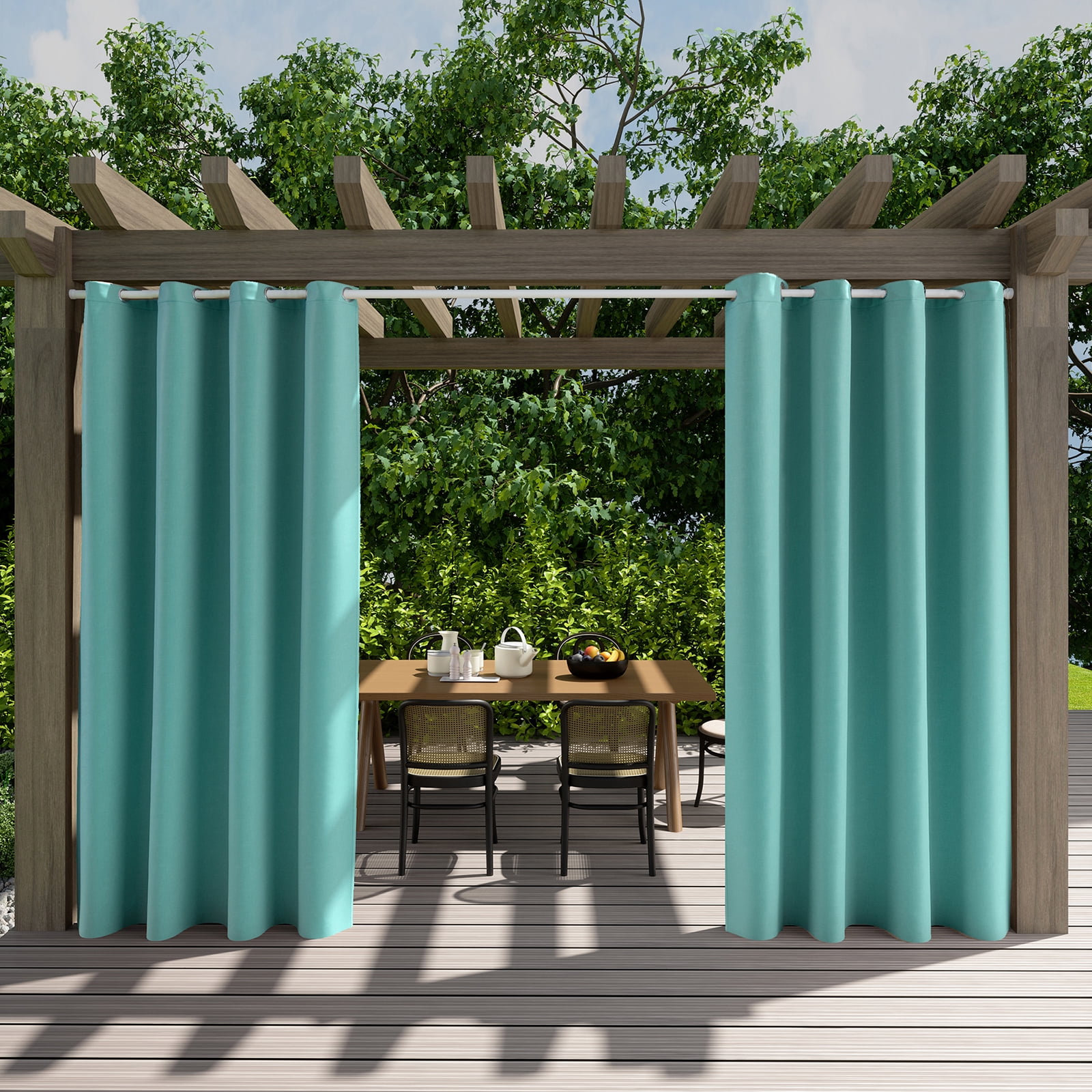 BTTO Outdoor Curtains for Patio Waterproof, Insulated Heat Light Blocking Drapes, Fade Resistant Thick Curtain for Balcony Lawn Garden, 1 Panel