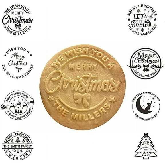 8pcs Personalized Christmas Cookie Stamp Christmas Cookie Mold 3d Raised Design Merry Christmas Personalized Cookie Baking Stamp