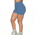 thumbnail image 6 of Tsesme Women’s Plus Size Yoga Shorts 3" Elastic High Waisted Slim Fits Shorts Summer Cycling Workout Sport Shorts ,Blue,XL, 6 of 9