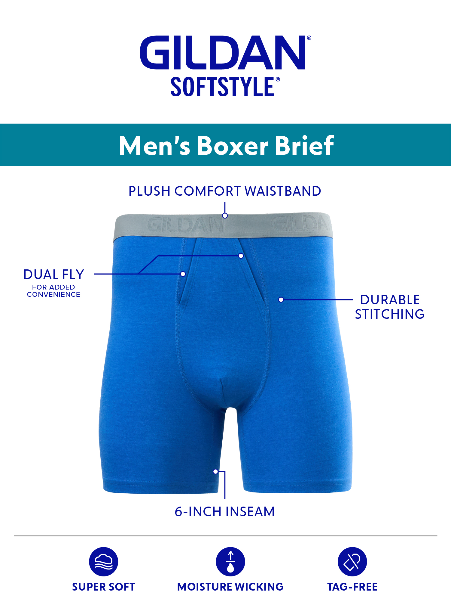 Gildan SoftStyle Men's Boxer Briefs, 6-Pack photo 5
