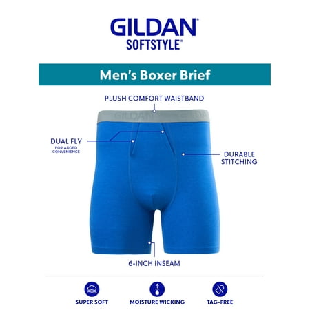 Gildan SoftStyle Adult Men's Boxer Briefs, 6-Pack, Sizes S-2XL