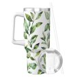 thumbnail image 2 of 40zo Ice Bar Cup With Handle Double Insulation Large Capacity Rust Prevention For Daily Travel And Other Scenes Watercolor Light Green Leaves (1), 2 of 8