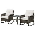 thumbnail image 4 of Eagle Peak 3 Pieces Patio Furniture Set 2 Pieces Wicker Rattan Rocking Chairs with Cushions, 4 of 9