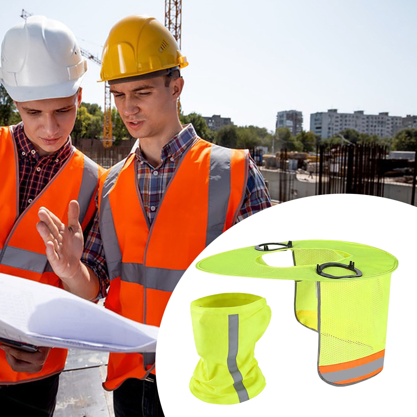 Fufafayo 3Pcs Sun Hat with Face Shield, UPF 50+ Sun Protection Hat, Foldable Brim Safety Helmet Attachment for Outdoor Work Gardening Construction