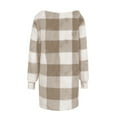 thumbnail image 5 of Fnooota Womens Fleece Jackets, Plaid Warm Long Sleeve Open Front Fall Winter Cardigans Khaki Size M, 5 of 5