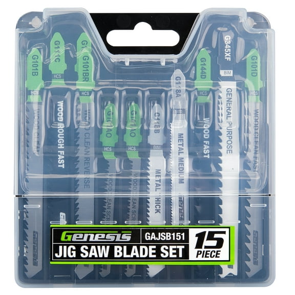 Genesis 15-Piece Jig Saw Blade Set, T-Shank