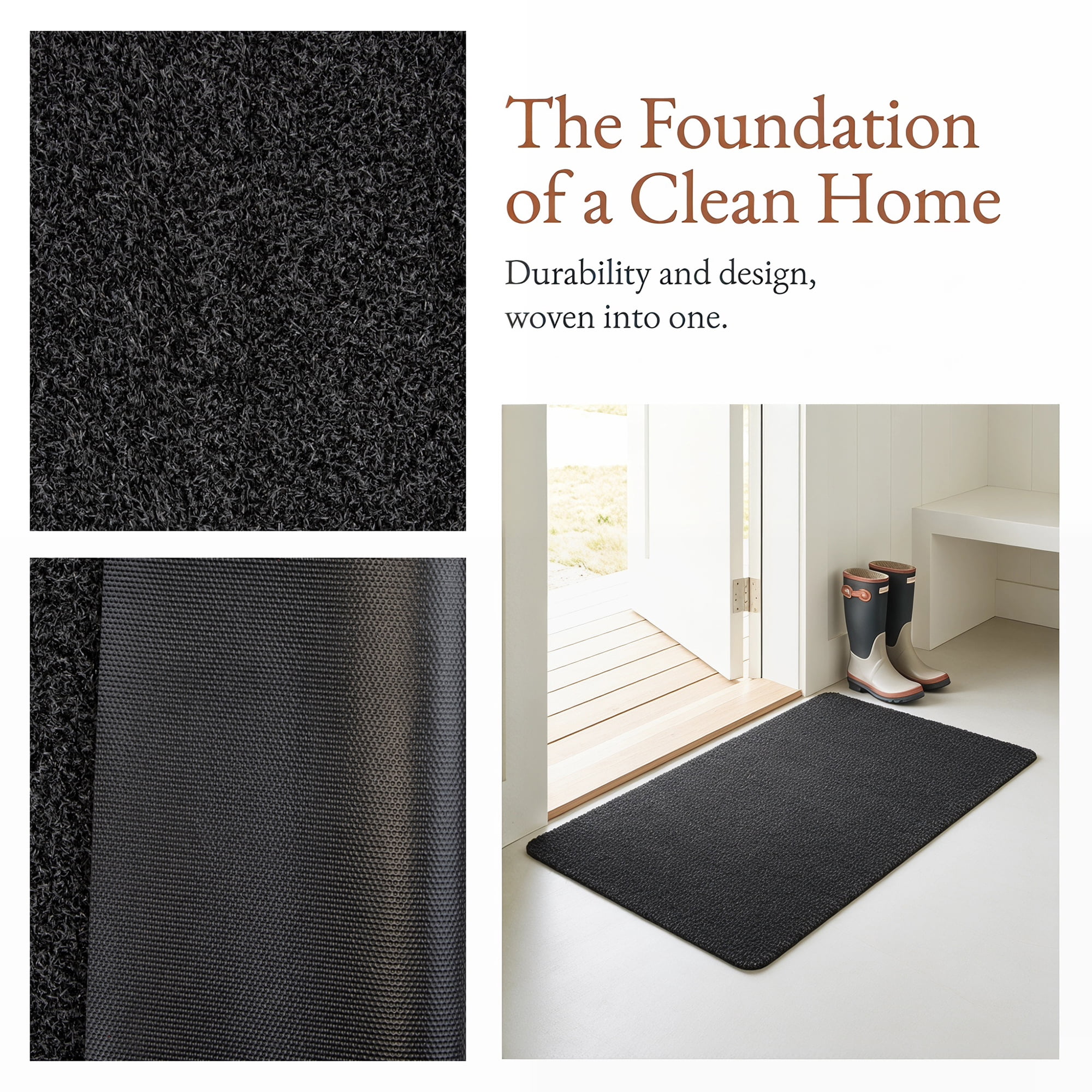 Unique Bargains Waterproof Polypropylene Non Slip Scraper Welcome Mat Grey 34" x 22"