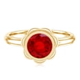 thumbnail image 4 of Rosec Jewels Certified 1 Carat Lab Grown Ruby Engagement Ring (AAAA Quality) - Bezel Set Ruby Flower Ring - with Jewelry Box, 18K Yellow Gold, US 7.00, 4 of 8