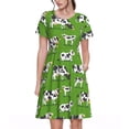 thumbnail image 1 of Easygdp Cows With Calfs Green para Vestido Transpirable de Mujer, Vestido Suelto de Manga Corta con Pliegues y Bolsillos para el Verano, 1 of 6