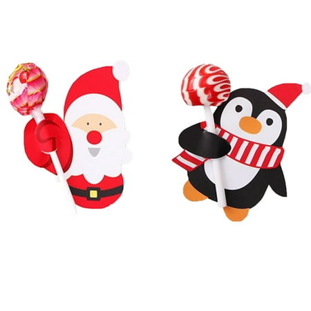 Holder Christmas Ornament - Holiday Time 50pcs Old Man Penguin Christmas Party Lollipop Unique Sugar Paper Card Holder Stand Ornaments