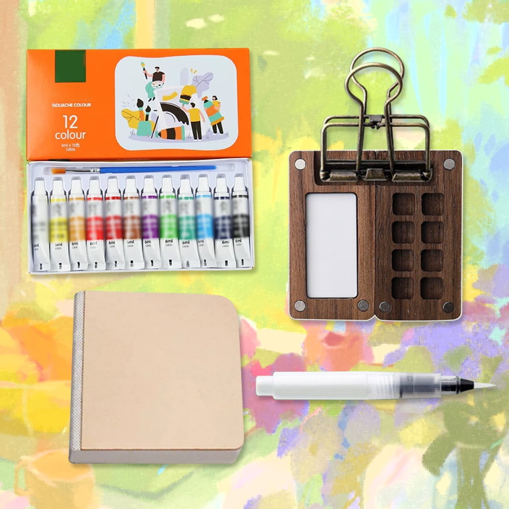 Mini 6 - Grid Portable Watercolor Palette Set with Binder - Clip Book Design, Ideal for Artists and Students on the Go