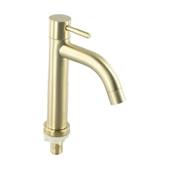 1pc Brushed Gold Bathroom Basin Single Hole Cold Handle Shower Head 304 Stainless Steel Sink Faucet Bath Accessories S Smile Home