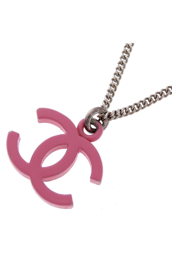 Pre-Owned Chanel Coco Mark Women's Necklace in Pink Metal (Fair)
