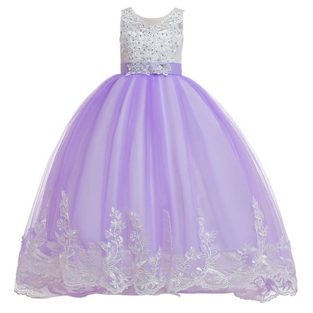 

EHTMSAK Infant Baby Toddler Child Children Kids Floral Tulle Tutu Sundress for Girls Bow Dresses Sleeveless Summer Dress Purple 5Y-14Y 170