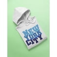 thumbnail image 3 of New York City Cool Blue Font Hoodie Men -Image by Shutterstock, Male Small, 3 of 4