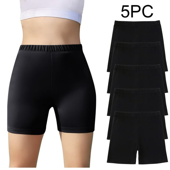 HAOTAGS Toddler Girls 5 Pack Short Leggings,Breathable Solid Underpants Elastic High Waist Casual Shorts for Big Girls Black 9-10 T