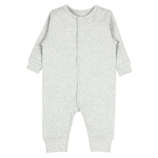 Girls Romper Solid Long Sleeve Spring Summer Jumpsuit for Baby Newborn Breathable Soft Romper with Snap Closure Easy to Wear Combinaison Bebe Garcon Light Gray 3 Months-6 Months
