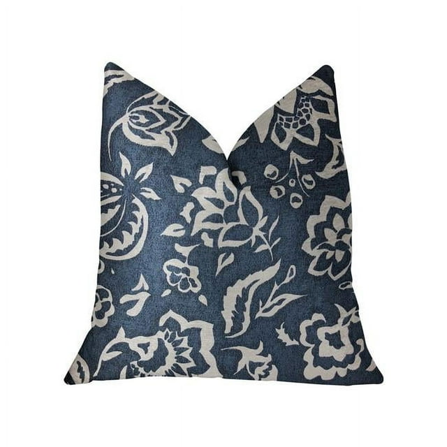 PBRA2234-2222-DP Plutus Elsi Pom Bleu & Blanc Coussin de Luxe, 22 x 22 Po.