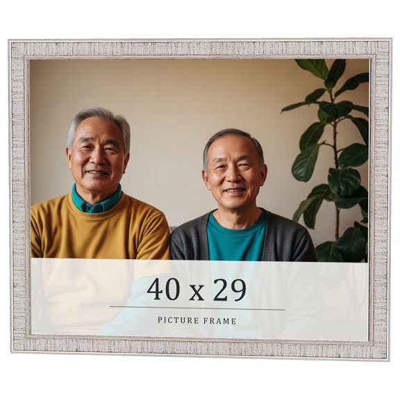 40x29 Frame White Real Wood Picture Frame Width 0.75 inches | Interior Frame Depth 0.5 inches |