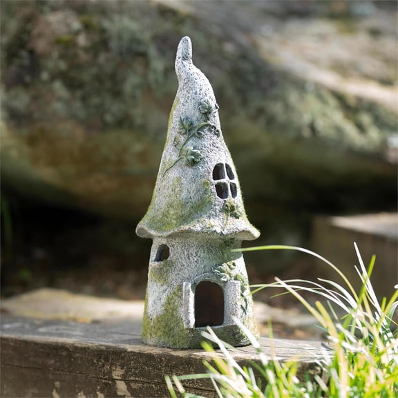12" Faux Moss Fairy Cottage Statuary