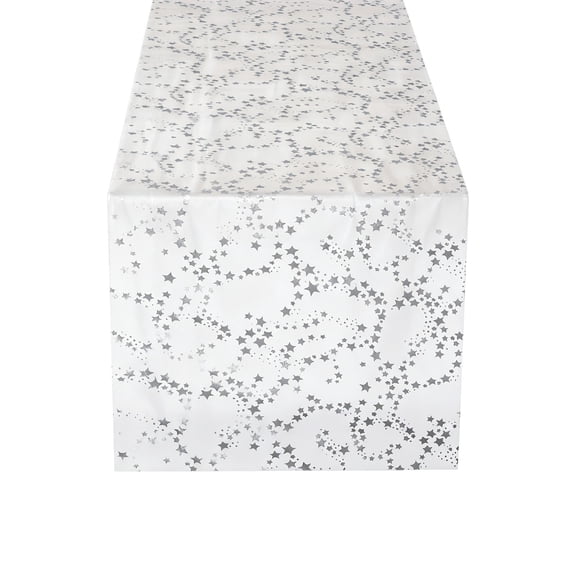Leodye 1PCS Star Print Sheer Organza Table Runner, Transparent Star Table Cloth for Wedding, Birthday Party Tabletop Decoration -118.11 x 11.02 in