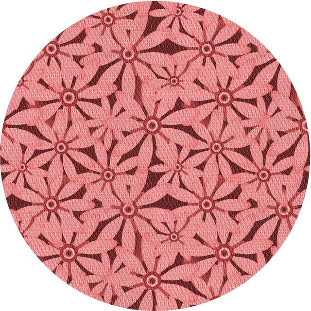 Ahgly Tapis Rond Lavable en Machine Intérieur Transitionnel Rouge Lave, 5 Pieds Rond