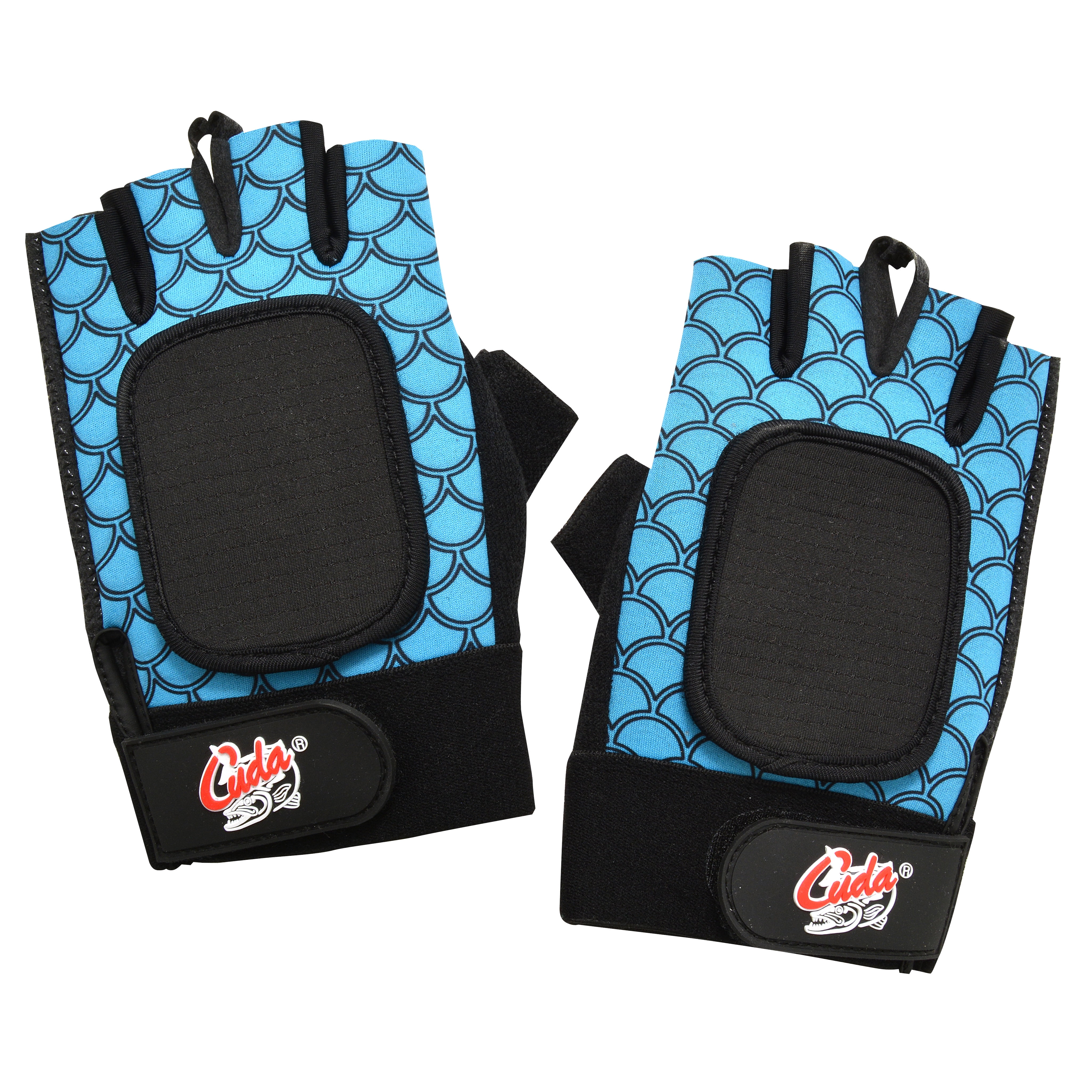 Cuda Cool & Dry Fingerless Fishing Gloves, Blue/Black, Unisex, One Size, 1-Pair