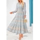 thumbnail image 3 of Vestido PRETTYGARDEN 2025 Floral Azul Blanco Maxi Manga Larga M, 3 of 5
