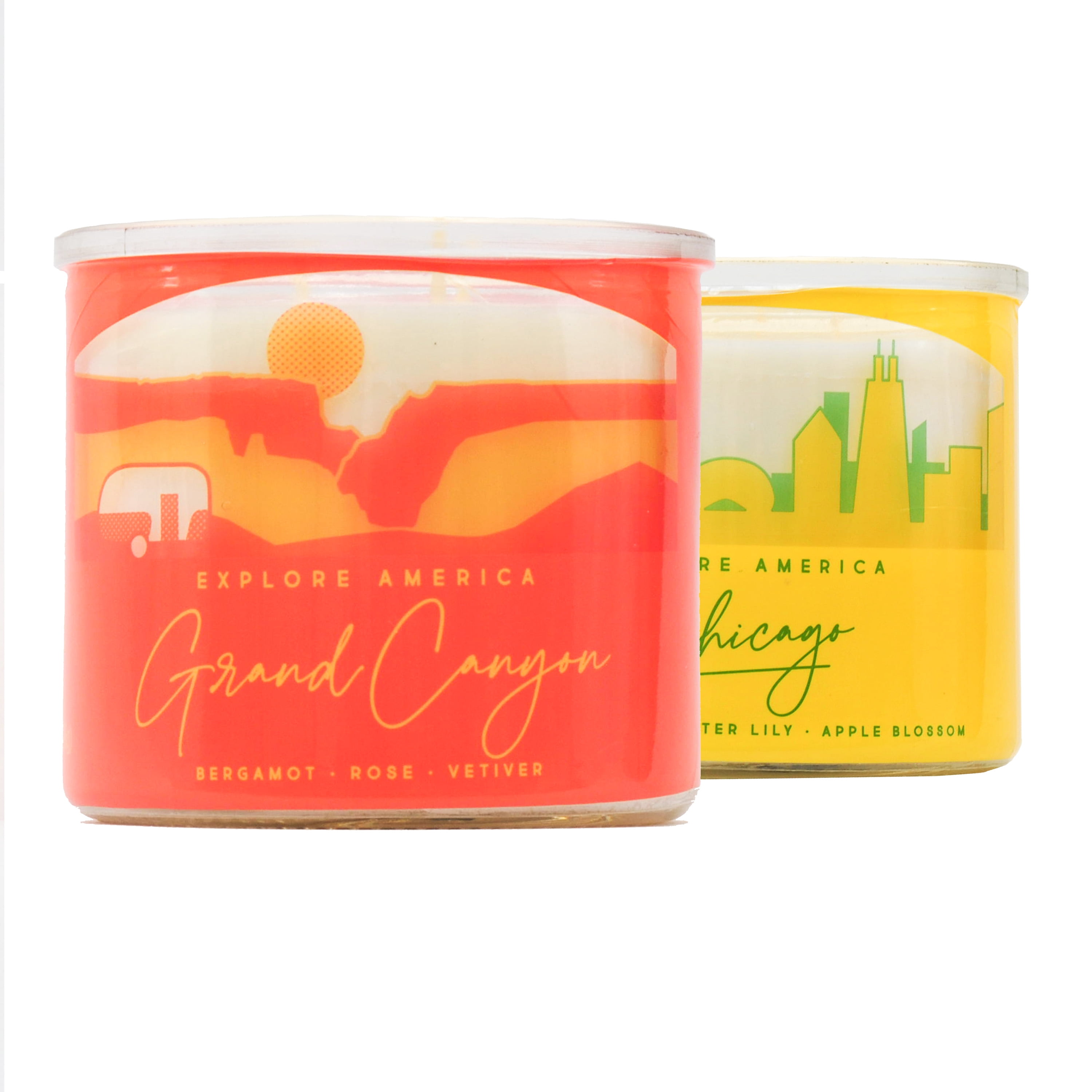 Mainstays 3-Wick 14 oz Scented Container Candles, Chicago and Grand Canyon, 2-Pack
