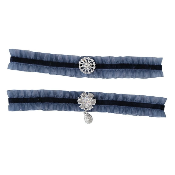 FESTFENDS Bride Garter Adjustable Rhinestone Cloth Wedding Accessories for Women 1 Pair