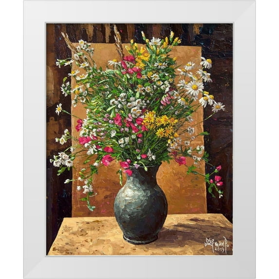 Ziman, Peter 20x24 White Modern Wood Framed Museum Art Print Titled - Field Flowers in Vase XIII