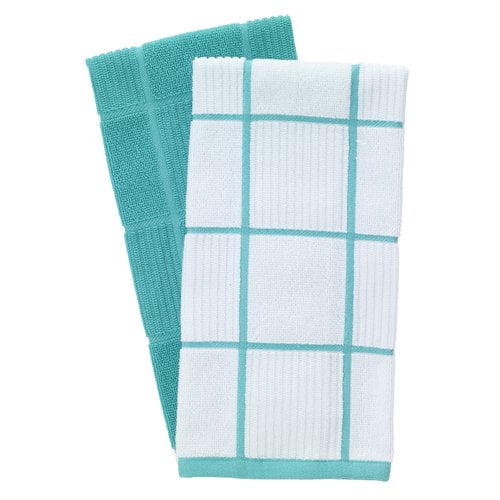 Solid And Check Parquet Kitchen Towel Two Pack Breeze Walmart Com Walmart Com