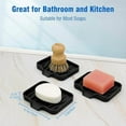 thumbnail image 3 of Qnjujn Silicone Bathroom Soap Dishes with Drain Spout-Bathroom and Kitchen Sink Organizer, Sponge Holder, Dish Soap Tray, for Dispenser, Scrubber, Bottle, Cup on Sink or Counter Black, 3 of 6