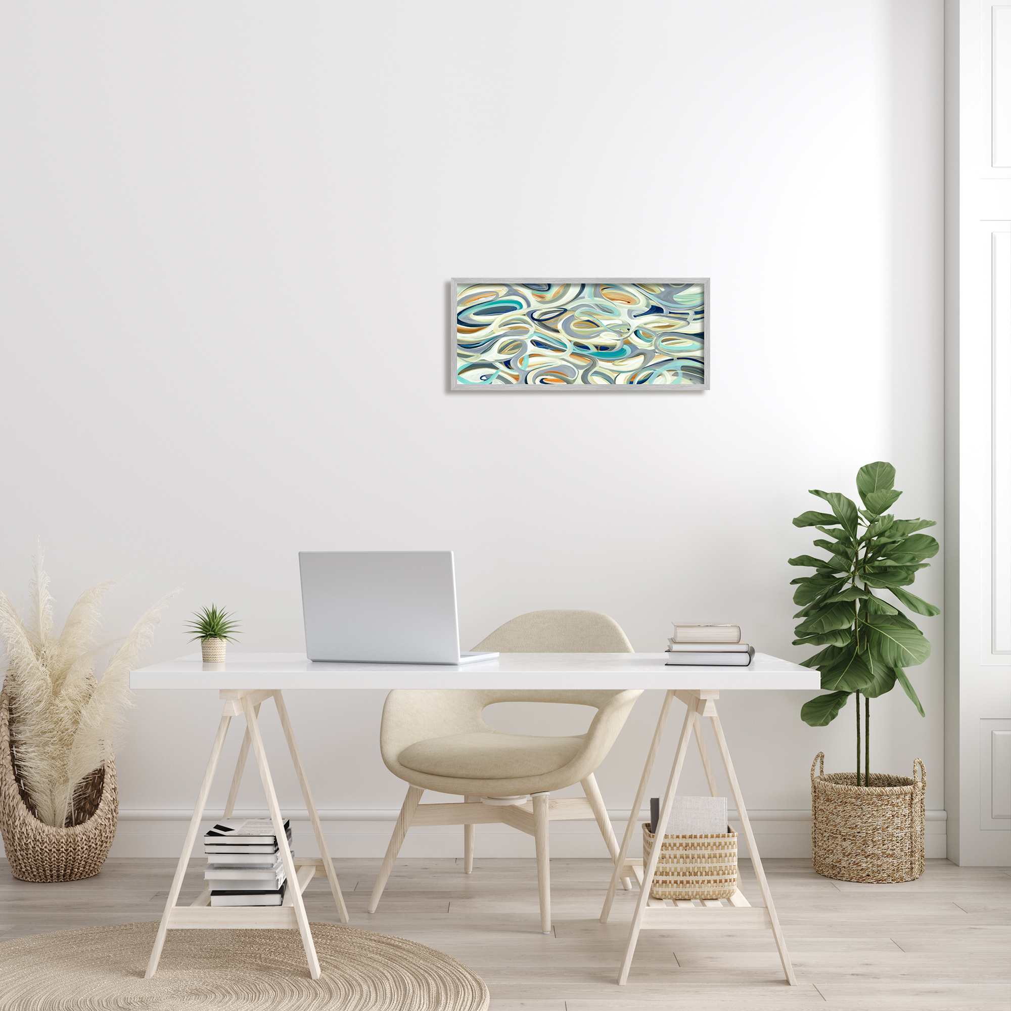 Stupell Industries Layers of Curved Lines Nautical Tone Abstract Movement, 10 x 24, Designed by Lisa Ridgers