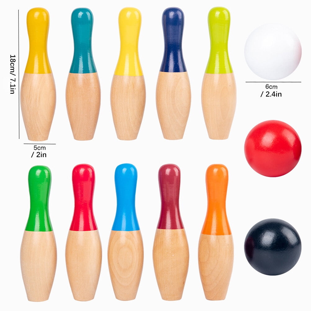 Sorven Lawn Bowling Games Kids Bowling Set, Wood 3 Balls Toy Bowling Ball for Entertainment for Party
