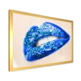 thumbnail image 2 of Designart 'Beautiful Woman Lips Blue With Flowers' Modern Framed Art Print, 2 of 4