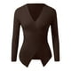 thumbnail image 4 of Jersey de manga larga con cuello en V para mujer: top de punto liso, corte ajustado para uso informal/al aire libre, tallas S-XL, 4 of 5