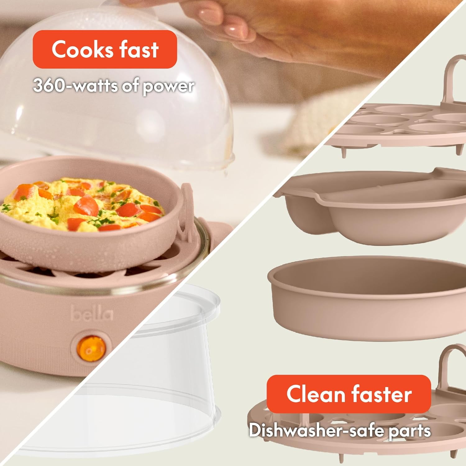 Electric Egg Cooker, 14 Eggs Capacity Tray, Double Stack, for Poached, Scrambled, Hard, Medium & Soft Boiled Eggs, Omelets and Steamed Dumplings, Auto Shutoff, 360 Watt, Blossom
