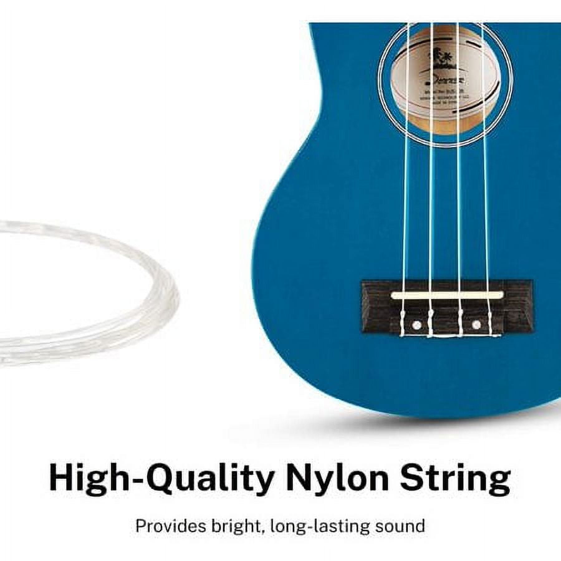 Donner Soprano Ukulele Beginner Kit for Kid Adult Student with Online Lesson 21 Inch Ukelele Bundle Bag Strap String Tuner Pick Polishing Cloth, Rainbow Series-Blue Color DUS-10B