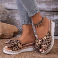 thumbnail image 3 of Rokment Womens Leopard Bow Platform Wedge Dressy Sandals Comfortable Beach Summer Espadrilles Chunky Heeled Slip on Fashion Casual High Heels Dress Slides for Woman 2026 Brown Size 8.5, 3 of 6