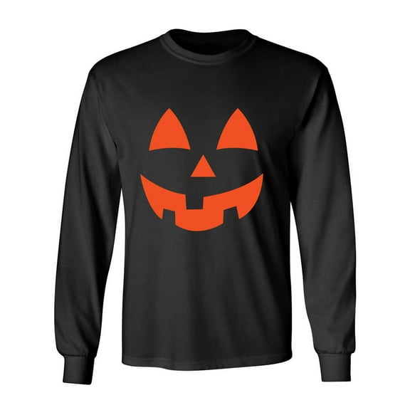 Orange Pumpkin Face Adult Long Sleeve T-shirt