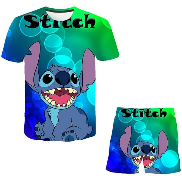 Stitch vêtements ensembles été dessin animé 3D impression survêtements  enfants Stich Costumes fille à manches courtes t-shirts Shorts vêtements  tenues 