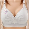 thumbnail image 2 of Women's Wireless Bra Plus Size Breathable Daily Underwear Small Print Bra White XS-4XL, 2 of 4