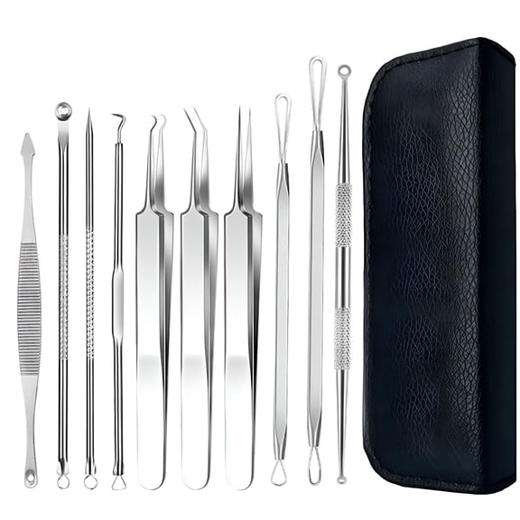 RAGUPEL 10 Pcs Blackhead Remover Pimple Tool Kit, Comedone Extractor Tools for Blackhead and Pimple Removal on Nose and Face Skin