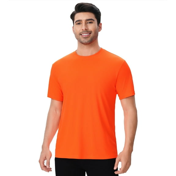 High Visibility Safety Work Shirts for Men Hi Vis Short Sleeve Safety T-Shirt (Neon Orange, 4XL)