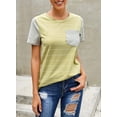 thumbnail image 4 of Blouses T-Shirts Décontractées à Manches Courtes à Blocs de Couleur Rayés pour Femmes, 4 of 6