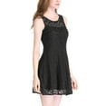thumbnail image 4 of INSPIRE CHIC Robe Mini Évasée Semi-Transparente Sans Manches en Dentelle Florale pour Junior, 4 of 7